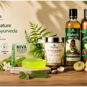 MinaHerb Complete Wellness Combo Pack with soap face wash hair oil shampoo face pack and aloe vera gel
