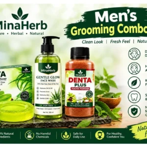 MinaHerb Men's Grooming Combo Pack with NIVA soap face wash and Denta Plus tooth powder